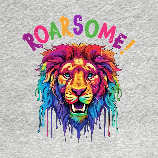 Roarsome Colourful Rainbow Lion, Fun Eye-Catching Design by MC Digital Design